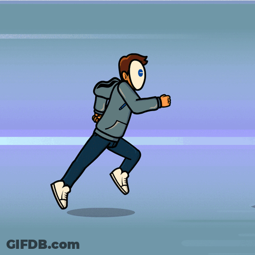 Man Running Past Old System Door GIF