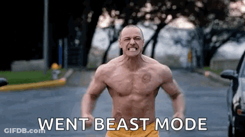 Man Running Shirtless Went Beast Mode GIF