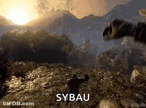 Man Running Through Field With Sybau GIF