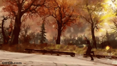 Man Running Through Forest Saying FN Live GIF