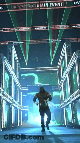 Man Running Through Tunnel Saying Saturday Nights Main Event GIF