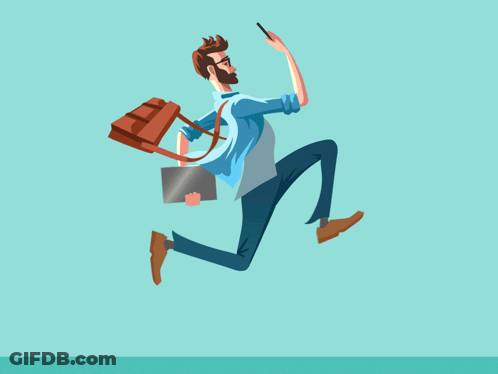 Man Running With Briefcase And Laptop GIF