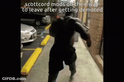Man Running With Caption Scottcord Mods On Their Way To Leave After Getting Demoted GIF
