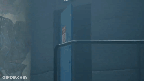 Man Running With Gun At Exit Sign GIF