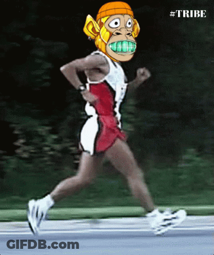 Man Running With Monkey Mask GIF