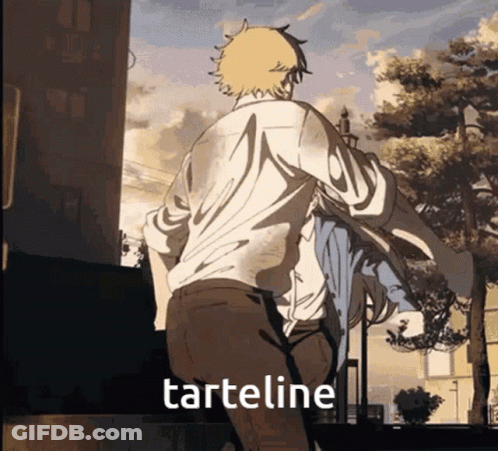 Man Running With Word Tarteline Above Him GIF