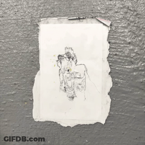 Man's Back On Torn Paper GIF
