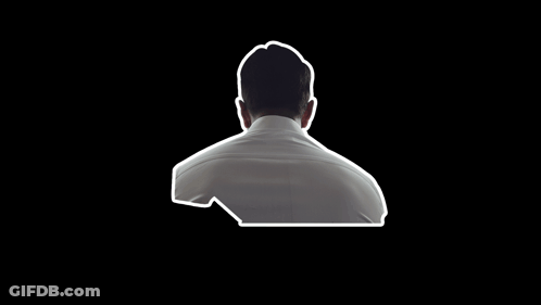 Man's Back With Just Go Away Text GIF