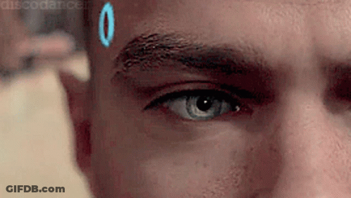 Man's Eye Close Up Blue Circle On Forehead GIF