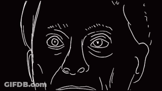 Man's Eyes And Nose Black And White Drawing GIF