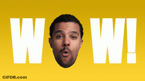 Man's Face Above Word Wow GIF