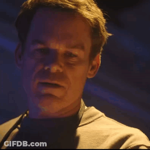 Man's Face Close Up With Blue Light GIF