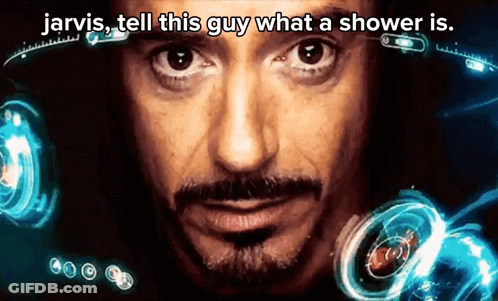 Man's Face Close Up With Jarvis GIF