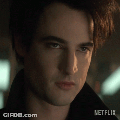 Man's Face Close Up With Netflix Logo GIF