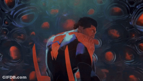 Man's Face In Glowing Orange Costume GIF