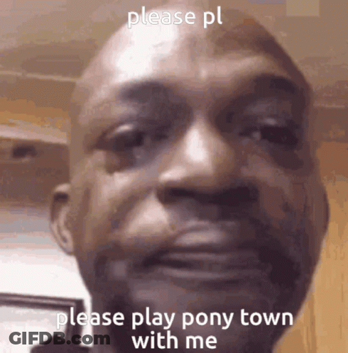 Man's Face Saying Please Play Pony Town With Me GIF