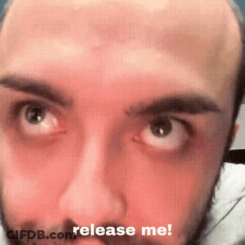 Man's Face Saying Release Me GIF