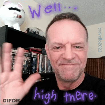 Man's Face Saying Well High There GIF