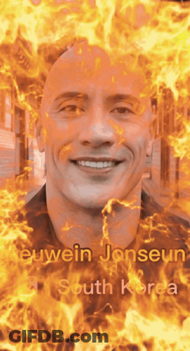 Man's Face Surrounded By Flames South Korea GIF