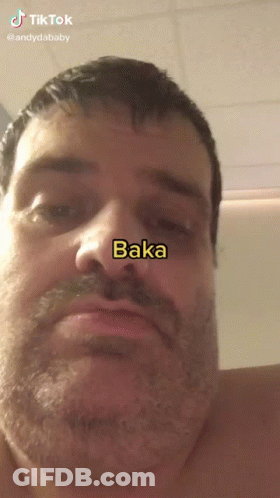Man's Face With Baka Word GIF