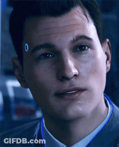 Man's Face With Blue Ring Around Neck GIF