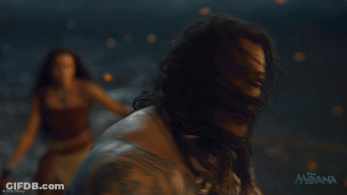 Man's Face With Disney Moana Logo GIF
