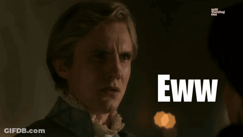 Man's Face With Eww Written In White GIF