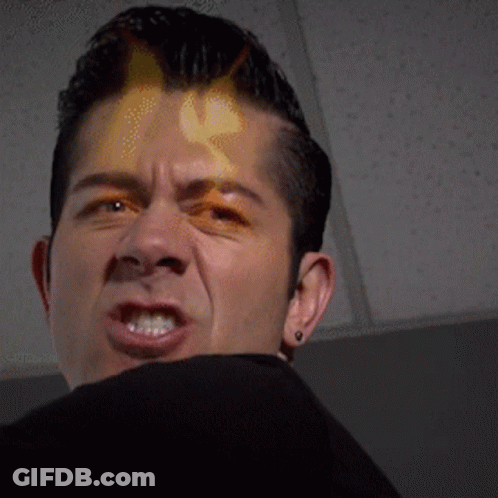 Man's Face With Flame Out Of Forehead GIF