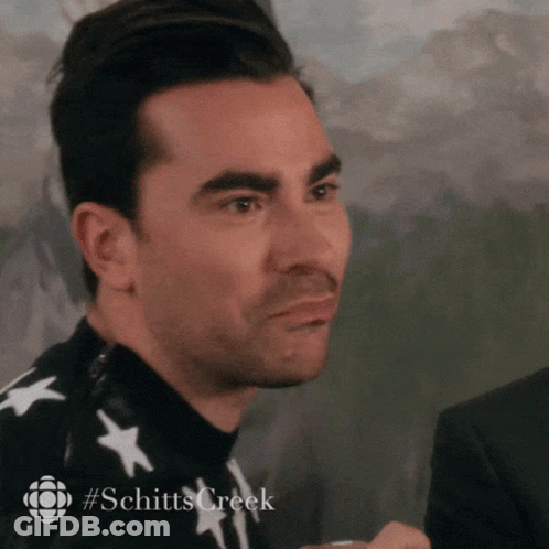 Man's Face With Hashtag Schitts Creek GIF