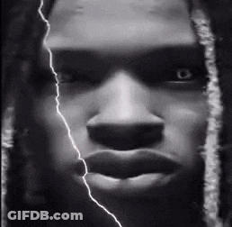 Man's Face With Lightning Bolt GIF