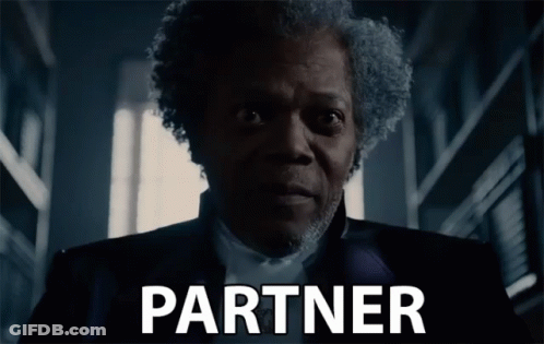 Man's Face With Partner Text GIF