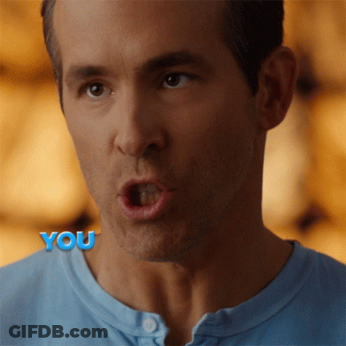 Man's Face With You Text GIF