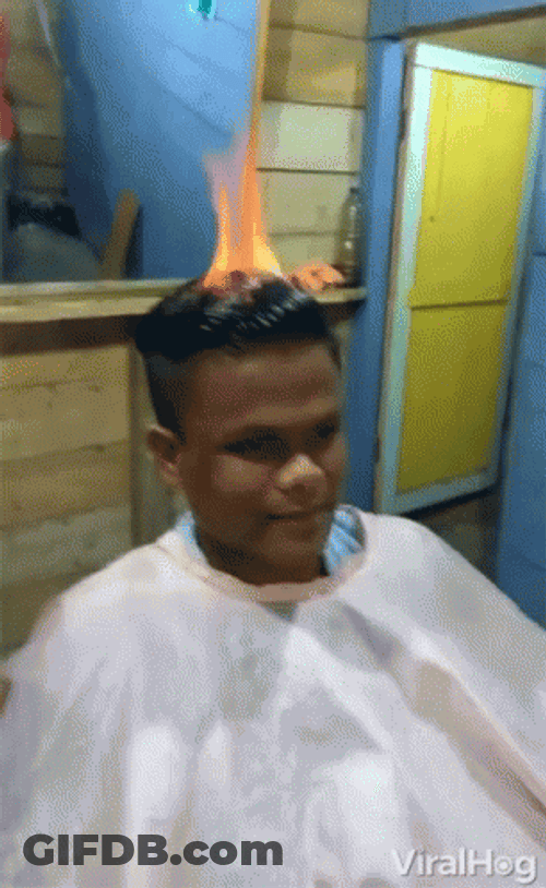Man's Hair On Fire GIF