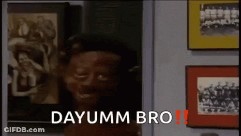 Man's Head Hanging On Wall With Dayumm Bro GIF