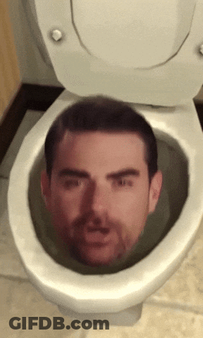 Man's Head In Toilet Bowl GIF