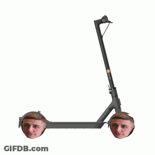 Man's Head On Xiaomi Scooter GIF