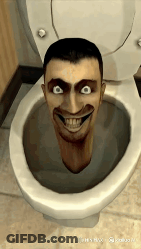 Man's Head Sticking Out Of Toilet Smiling GIF