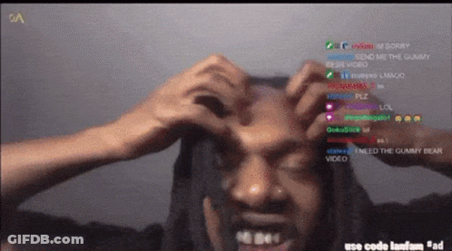 Man's Head With Gummy Bear In Background GIF