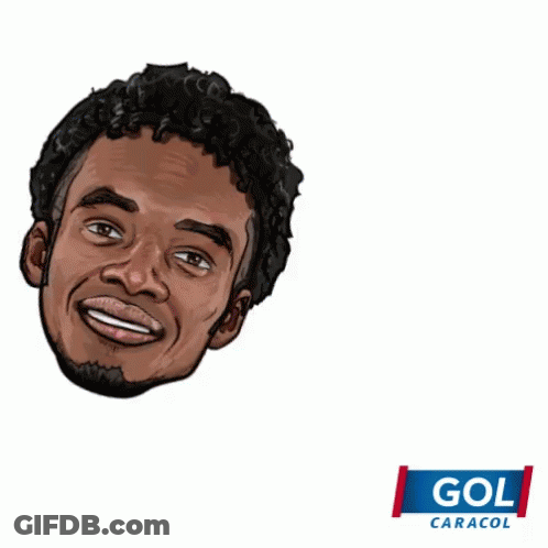 Man's Head With Soccer Ball Saying Gol GIF