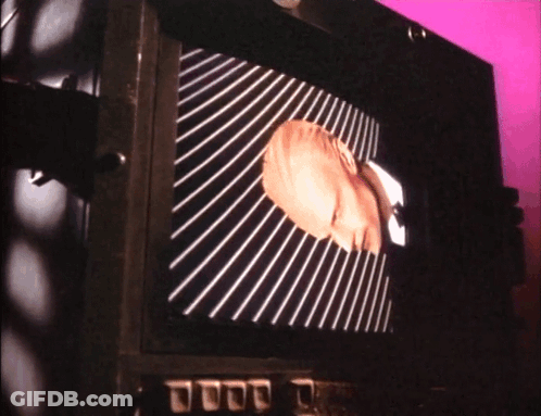 Man's Head With Striped Pattern GIF