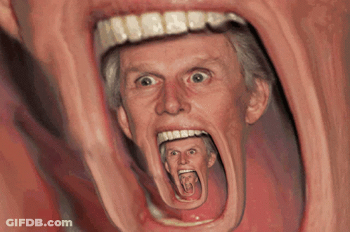 Man's Mouth With Multiple Faces GIF