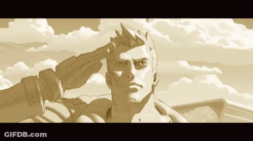 Man Saluting With Cloudy Sky GIF
