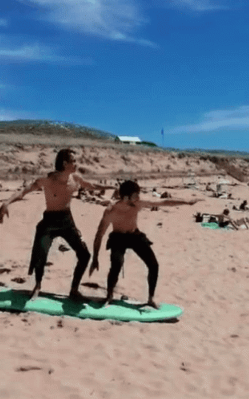 Man Sand Training Surfing GIF
