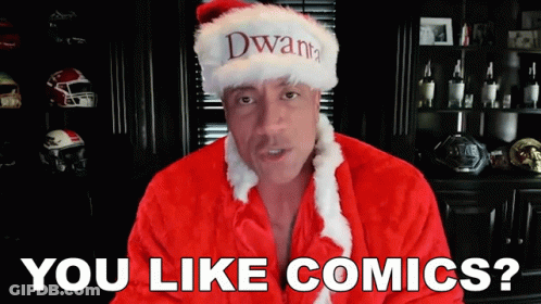Man Santa Hat Robe Says You Like Comics GIF
