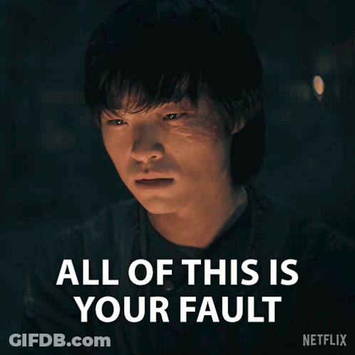 Man Saying All Of This Is Your Fault In Front Of Netflix Logo GIF