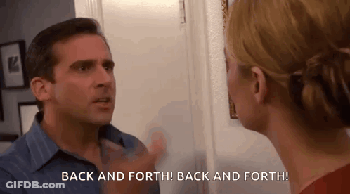 Man Saying Back And Forth To Woman GIF