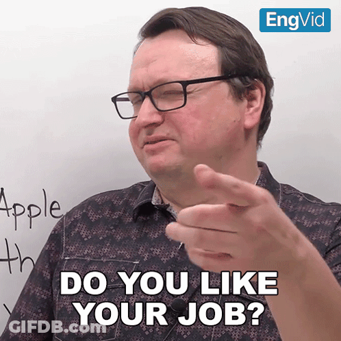 Man Saying Do You Like Your Job Pointing At Camera GIF