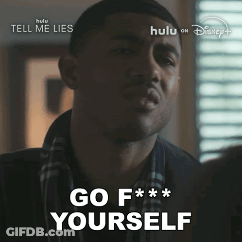 Man Saying Go F Yourself In Front Of Disney Poster GIF