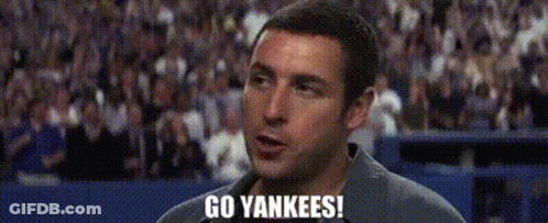 Man Saying Go Yankees At Baseball Game GIF