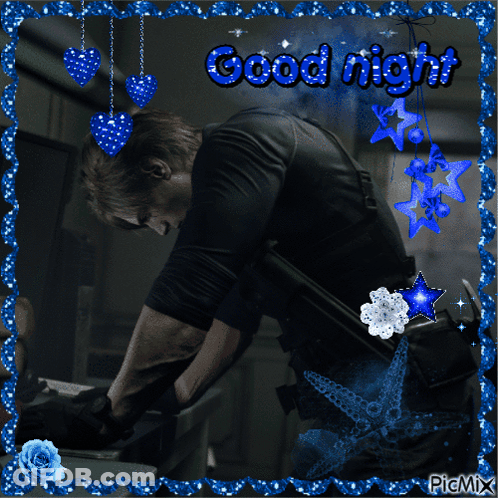 Man Saying Good Night In Blue GIF